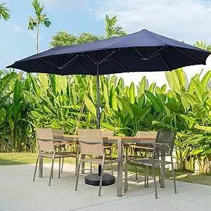 Large Solar LED Patio Umbrella With Crank System - Driftwood - Sleep Galleria