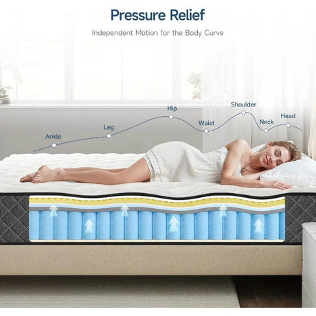 Medium 10-Inch Hybrid Memory Foam Mattress With Pocket Coils - Sleep Galleria