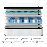 Medium 12-Inch Breathable Memory Foam Pocket Spring Mattress - Sleep Galleria