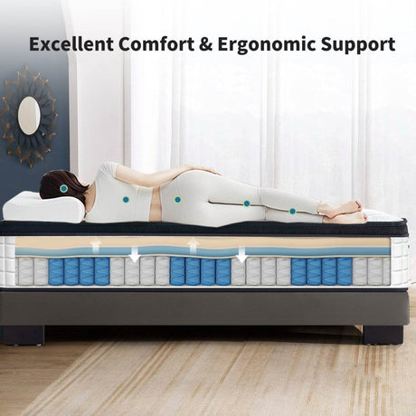 Medium 12-Inch Breathable Memory Foam Pocket Spring Mattress - Sleep Galleria