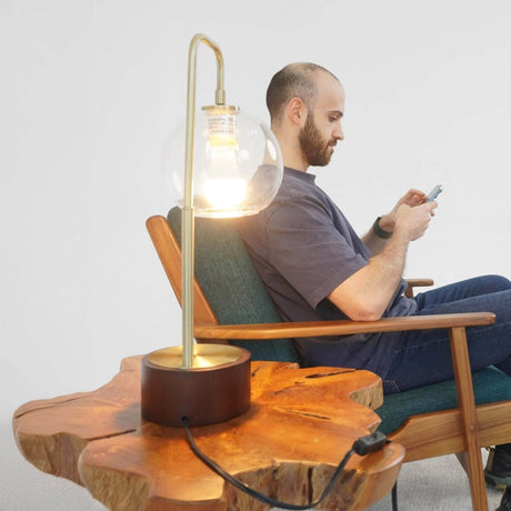 Mid-Century Modern Bronze Metal Glass Table Lamp - Sleep Galleria