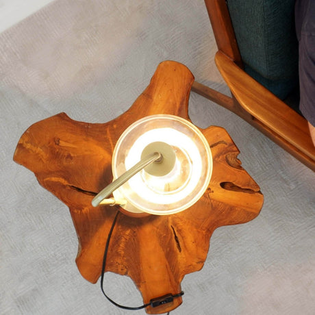 Mid-Century Modern Bronze Metal Glass Table Lamp - Sleep Galleria
