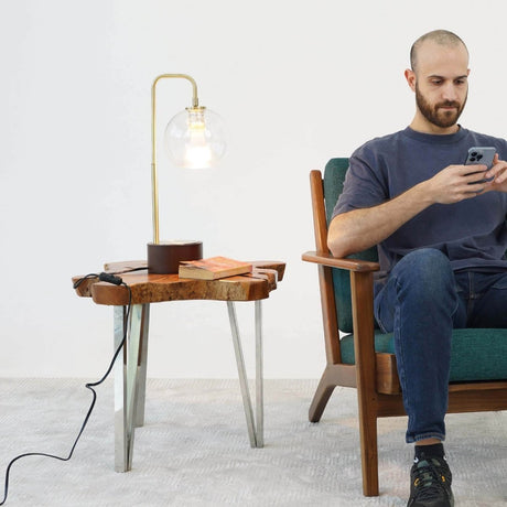 Mid-Century Modern Bronze Metal Glass Table Lamp - Sleep Galleria