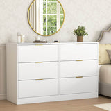 Modern 6-Drawer White Particle Board Dresser - Sleep Galleria