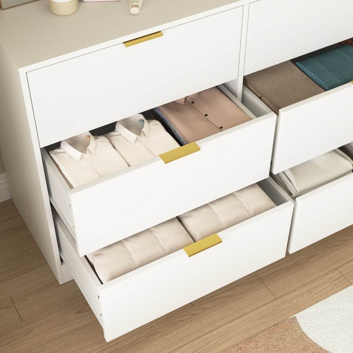Modern 6-Drawer White Particle Board Dresser - Sleep Galleria