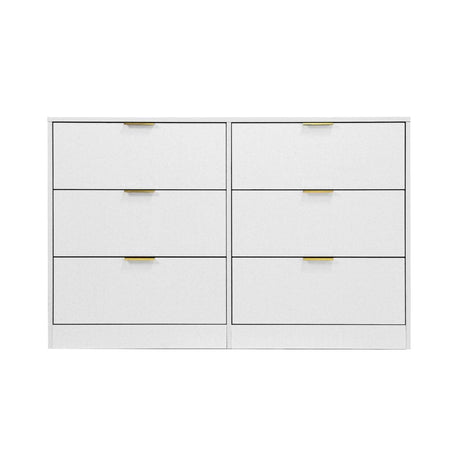 Modern 6-Drawer White Particle Board Dresser - Sleep Galleria