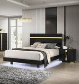 Modern Black 3-Piece Bedroom Set With LED Nightstands - Sleep Galleria