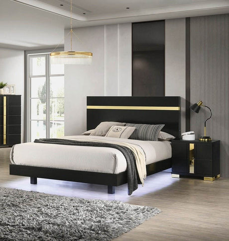 Modern Black 3-Piece Bedroom Set With LED Nightstands - Sleep Galleria