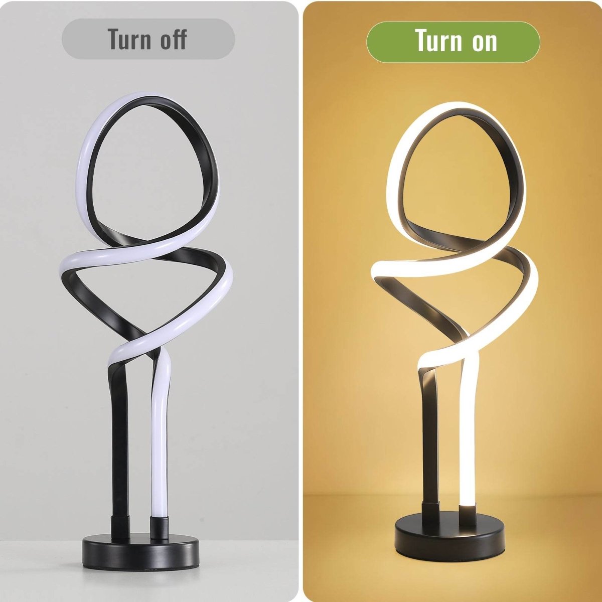 Modern Double Spiral Adjustable Brightness LED Table Lamp - Driftwood - Sleep Galleria