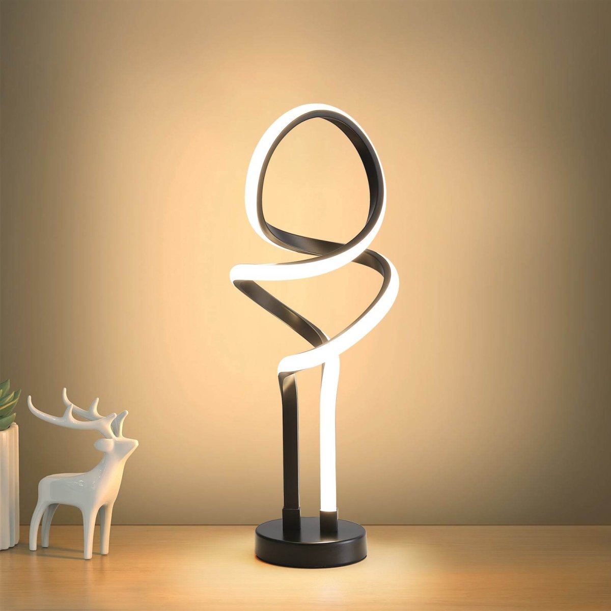 Modern Double Spiral Adjustable Brightness LED Table Lamp - Driftwood - Sleep Galleria