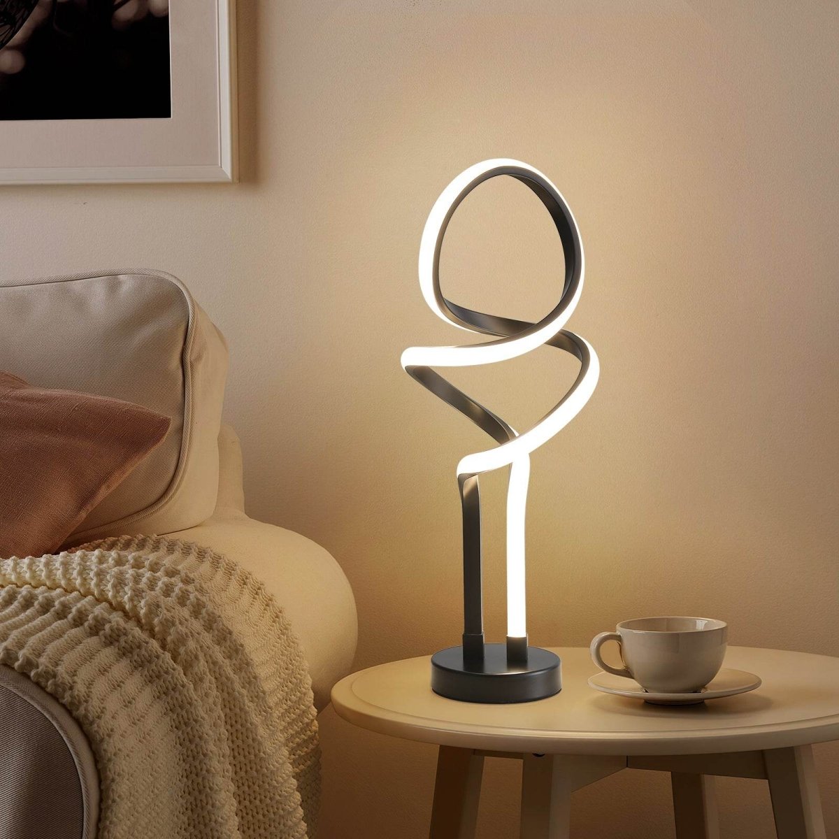 Modern Double Spiral Adjustable Brightness LED Table Lamp - Driftwood - Sleep Galleria