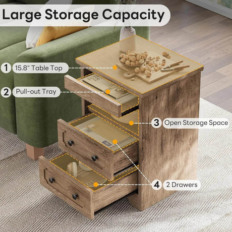 Modern Glass Nightstand With Hidden Tray Storage - Sleep Galleria