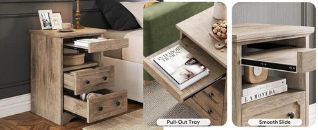 Modern Glass Nightstand With Hidden Tray Storage - Sleep Galleria