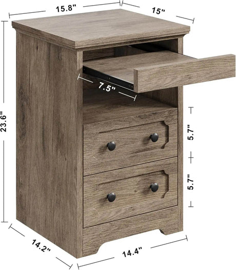 Modern Glass Nightstand With Hidden Tray Storage - Sleep Galleria