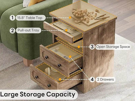 Modern Glass Nightstand With Hidden Tray Storage - Sleep Galleria