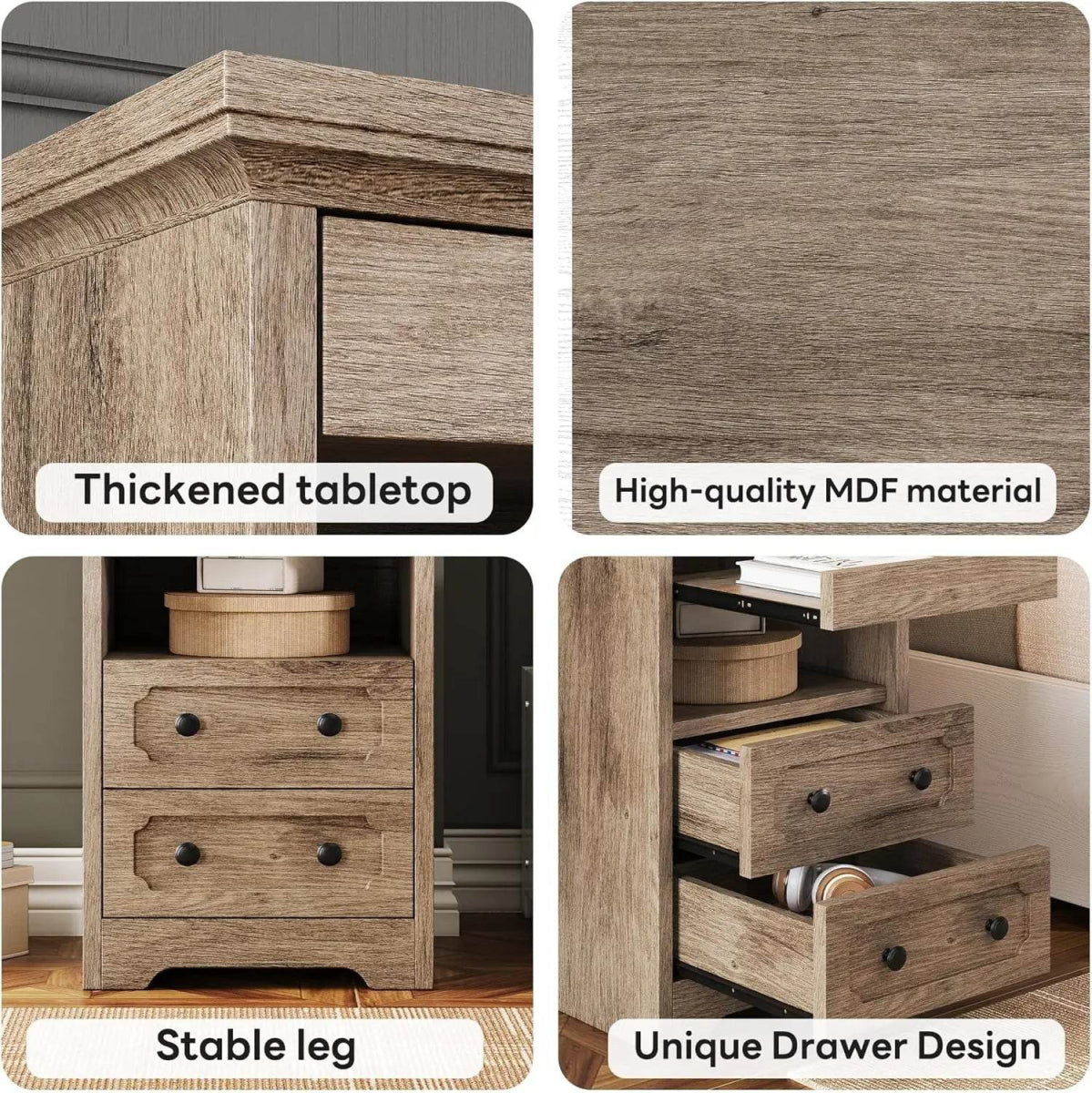 Modern Glass Nightstand With Hidden Tray Storage - Sleep Galleria