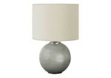 Modern Grey Resin Globe Table Lamp With Ivory Shade - Driftwood - Sleep Galleria