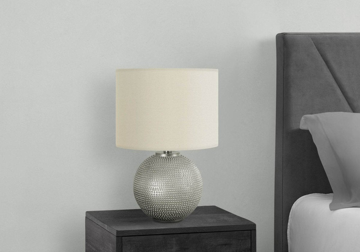 Modern Grey Resin Globe Table Lamp With Ivory Shade - Driftwood - Sleep Galleria
