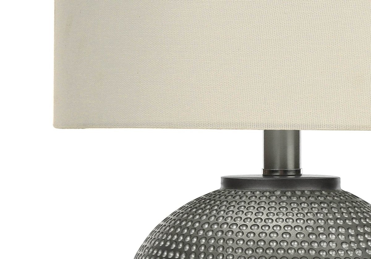Modern Grey Resin Globe Table Lamp With Ivory Shade - Driftwood - Sleep Galleria