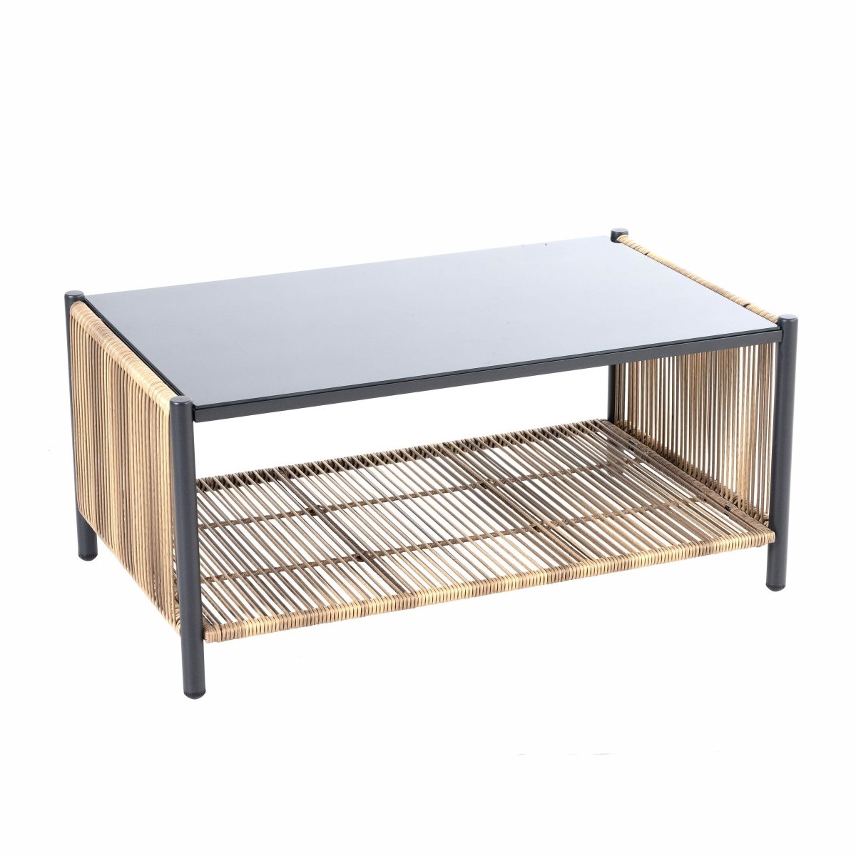 Modern Outdoor PE Rattan 2 - Seater Sofa Set With Table - Driftwood - Sleep Galleria