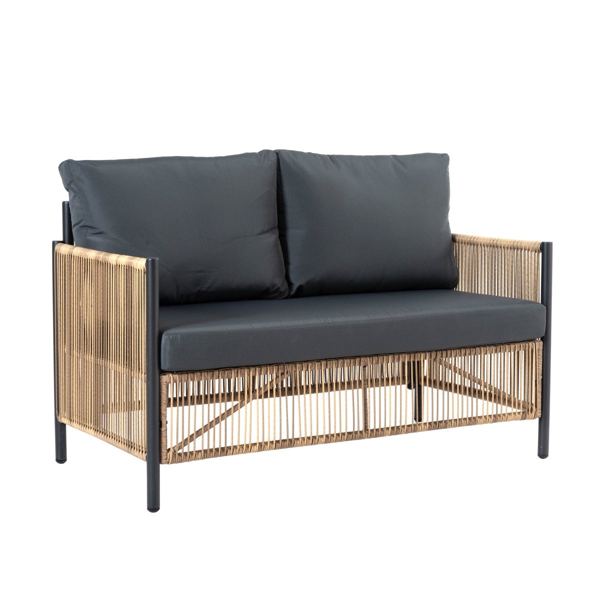 Modern Outdoor PE Rattan 2 - Seater Sofa Set With Table - Driftwood - Sleep Galleria