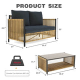 Modern Outdoor PE Rattan 2 - Seater Sofa Set With Table - Driftwood - Sleep Galleria
