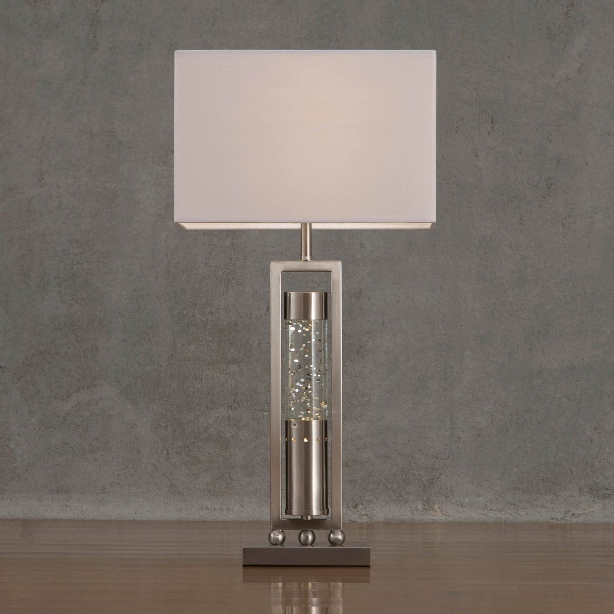 Modern Satin Nickel Finish Decorative Table Lamp - Driftwood - Sleep Galleria