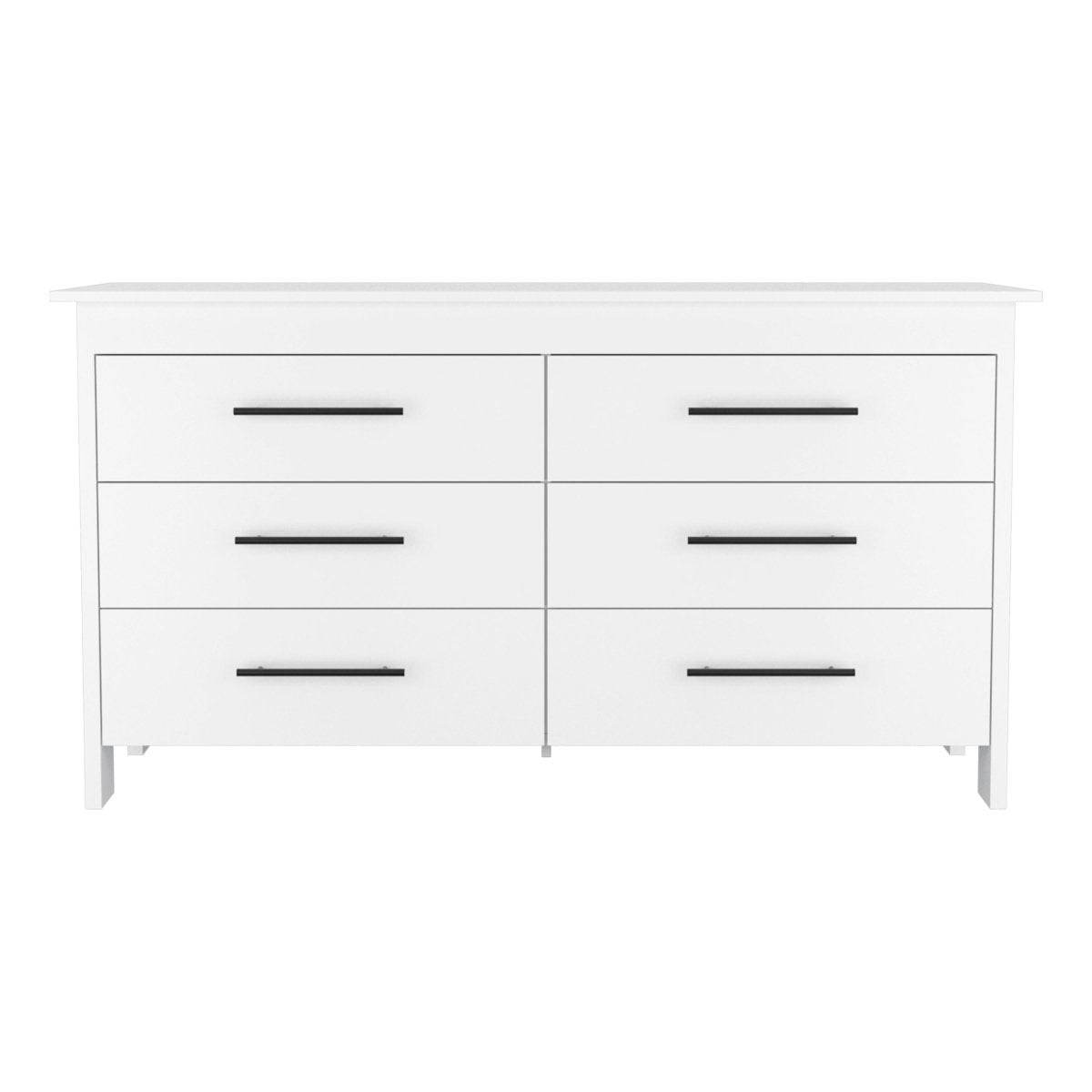 Modern Six Drawer White Particle Board Dresser - Sleep Galleria