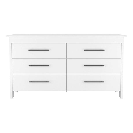 Modern Six Drawer White Particle Board Dresser - Sleep Galleria