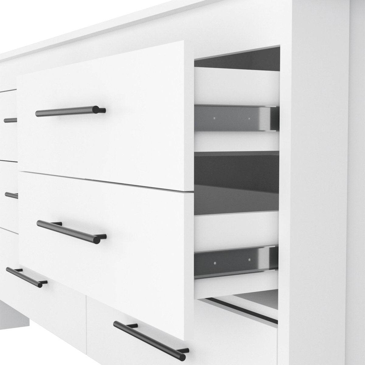Modern Six Drawer White Particle Board Dresser - Sleep Galleria
