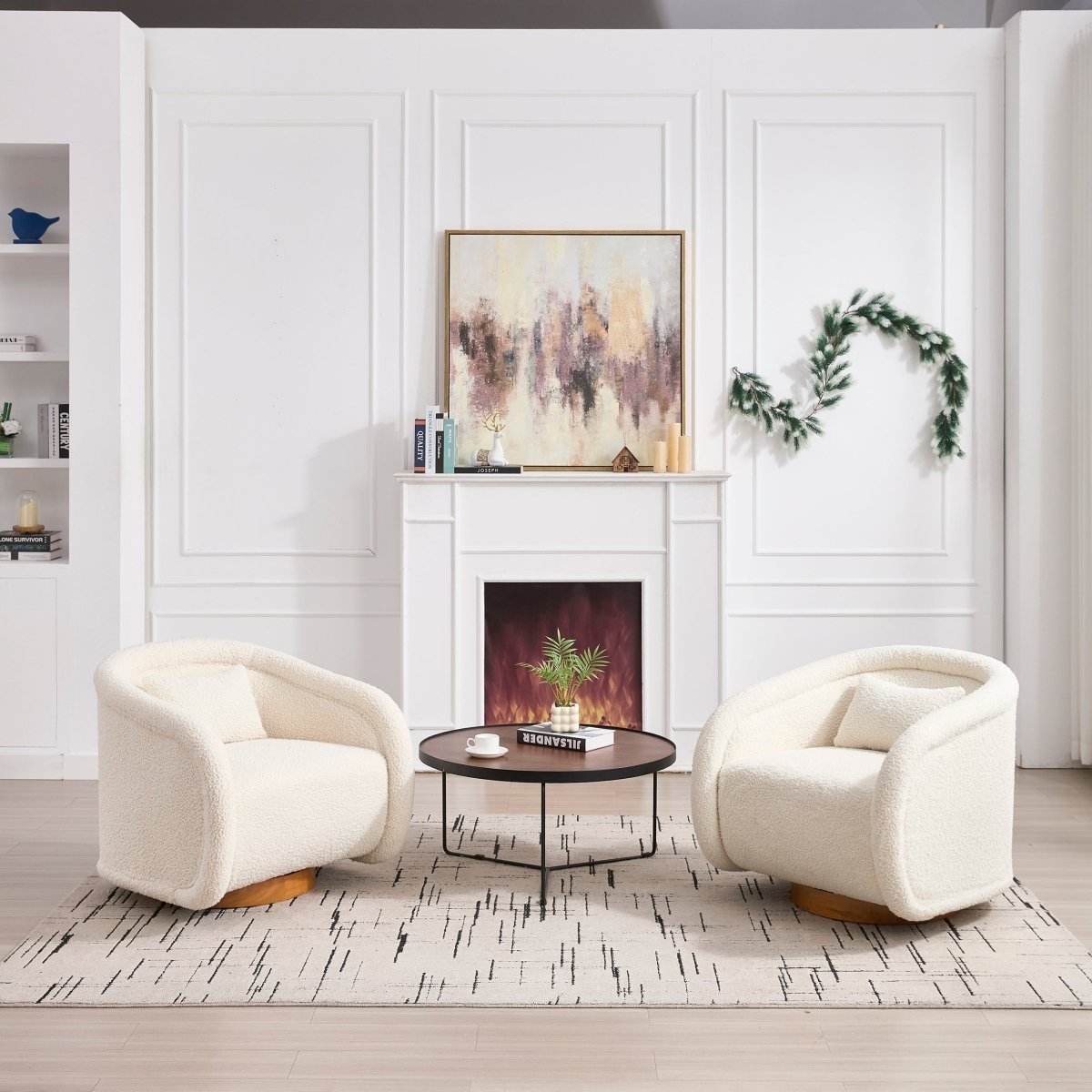 Modern Teddy Fabric 360-Degree Swivel Accent Chair - Sleep Galleria