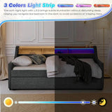 Modern Upholstered Twin Daybed With Wireless Charger Trundle - Driftwood - Sleep Galleria