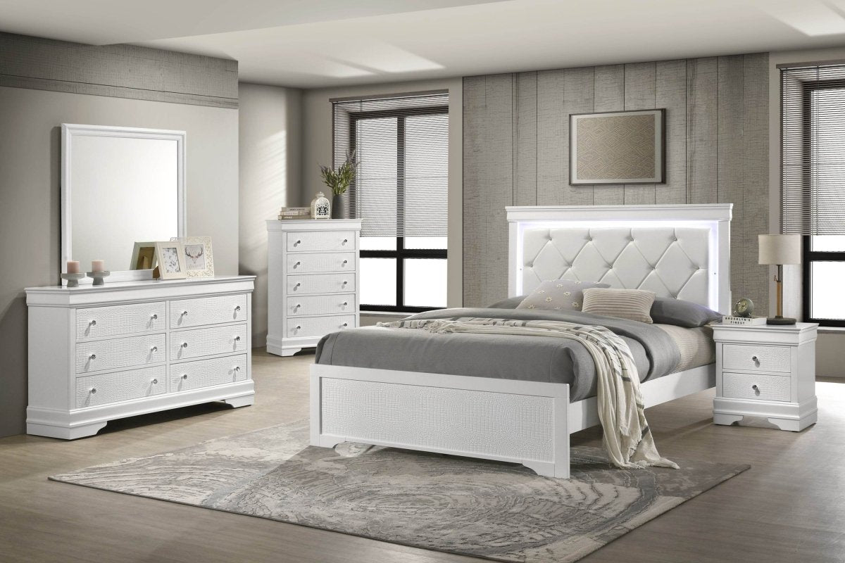 Modern Upholstered Wood 5-Piece Bedroom Furniture Set - Sleep Galleria