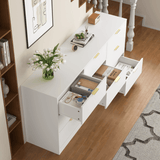 Modern White 9-Drawer Particle Board Dresser - Sleep Galleria