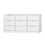 Modern White 9-Drawer Particle Board Dresser - Sleep Galleria