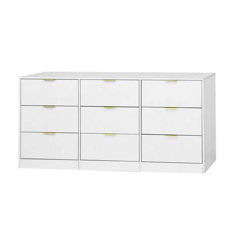 Modern White 9-Drawer Particle Board Dresser - Sleep Galleria