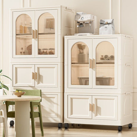 Multi - Functional Folding Plastic Wardrobe Storage Cabinet With Wheels - Driftwood - Sleep Galleria