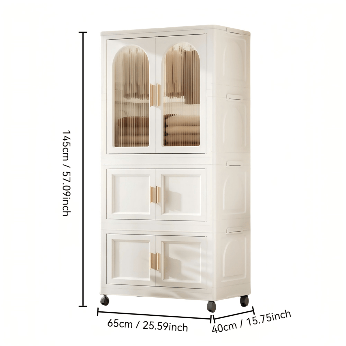 Multi - Functional Folding Plastic Wardrobe Storage Cabinet With Wheels - Driftwood - Sleep Galleria