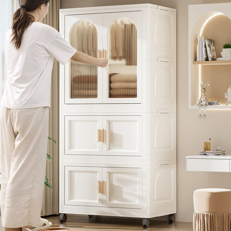 Multi - Functional Folding Plastic Wardrobe Storage Cabinet With Wheels - Driftwood - Sleep Galleria