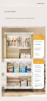 Multi - Functional Folding Plastic Wardrobe Storage Cabinet With Wheels - Driftwood - Sleep Galleria