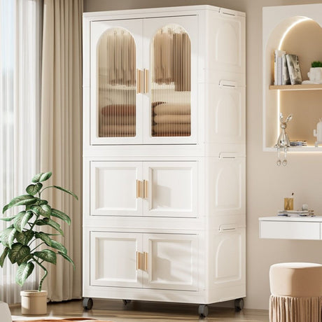 Multi - Functional Folding Plastic Wardrobe Storage Cabinet With Wheels - Driftwood - Sleep Galleria