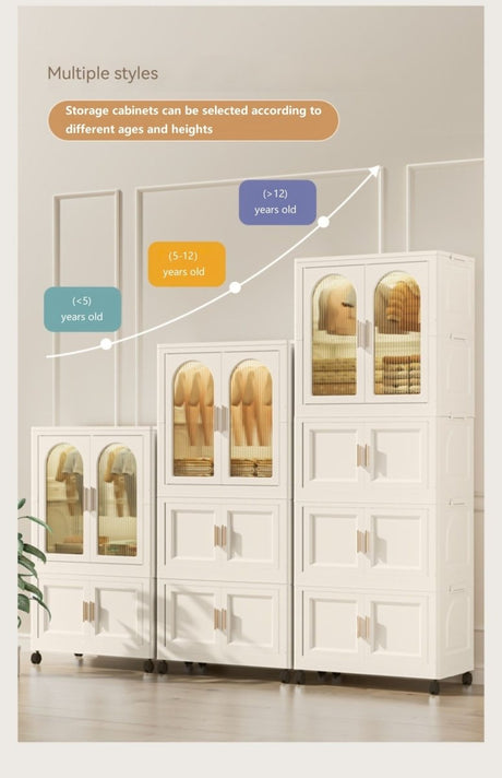 Multi - Functional Folding Plastic Wardrobe Storage Cabinet With Wheels - Driftwood - Sleep Galleria