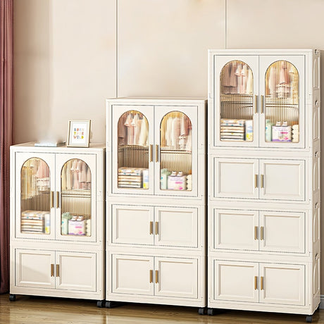 Multi - Functional Folding Plastic Wardrobe Storage Cabinet With Wheels - Driftwood - Sleep Galleria