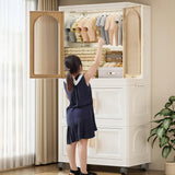 Multi - Functional Folding Plastic Wardrobe Storage Cabinet With Wheels - Driftwood - Sleep Galleria