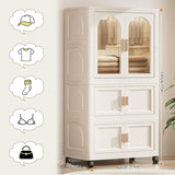 Multi - Functional Folding Plastic Wardrobe Storage Cabinet With Wheels - Driftwood - Sleep Galleria