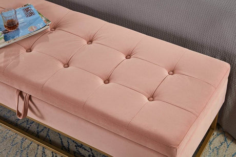 Multifunctional Velvet Storage Bench With Metal Base - Sleep Galleria