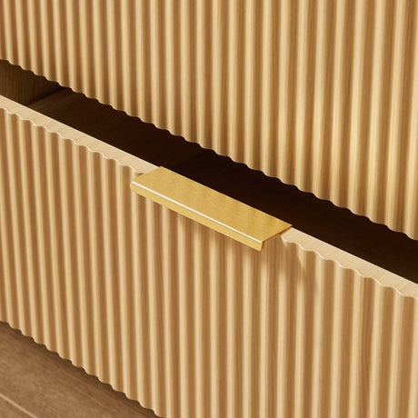Natural Wave Pattern Particleboard Cabinet With 6 Drawers - Sleep Galleria