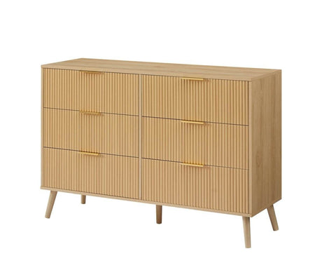 Natural Wave Pattern Particleboard Cabinet With 6 Drawers - Sleep Galleria