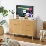 Natural Wave Pattern Particleboard Cabinet With 6 Drawers - Sleep Galleria