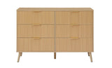 Natural Wave Pattern Particleboard Cabinet With 6 Drawers - Sleep Galleria